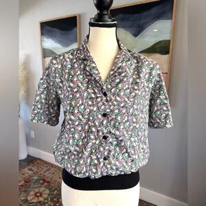 Petite Notations Swirl Pattern Shirt with Multicolor Accents